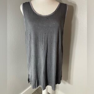 NWOT: POL Gray Sleeveless Hole Rough Edges Tank Top Size Large